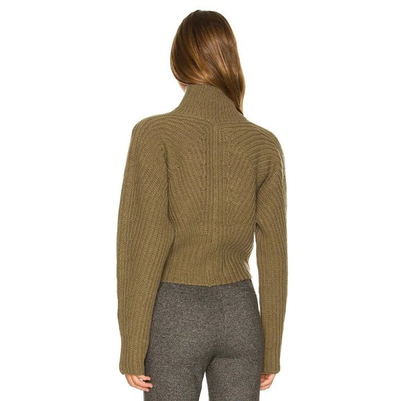 THEORY Sculpted Wool & Cashmere-Blend Sweater in Olive - Picture 4 of 4